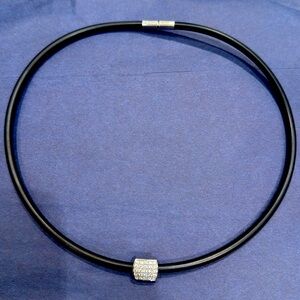 Cede Platinum and Diamond Collar on Rubber Cord with Platinum Clasp